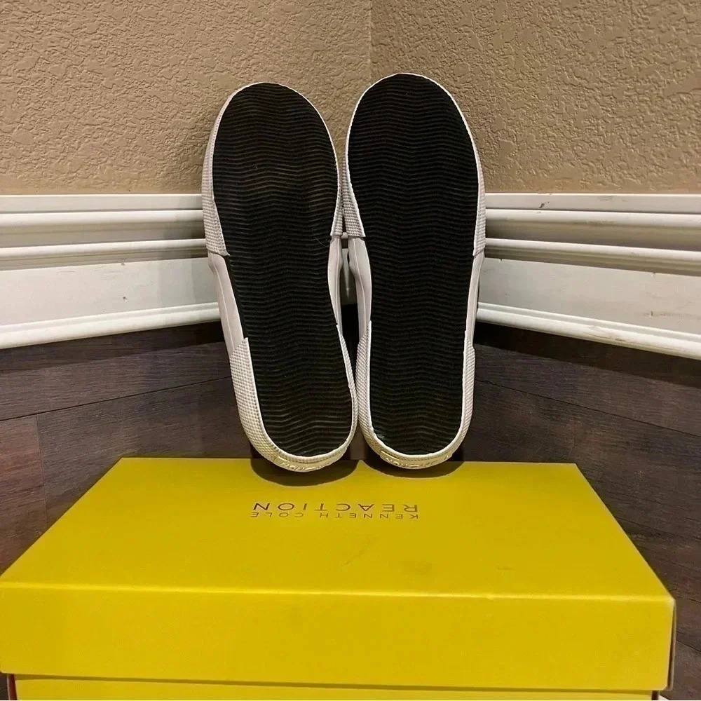Kenneth Cole Reaction Salt-N-Pepper Grey Chevron Herringbone Slip Ons NWT 7.5 - Picture 4 of 6